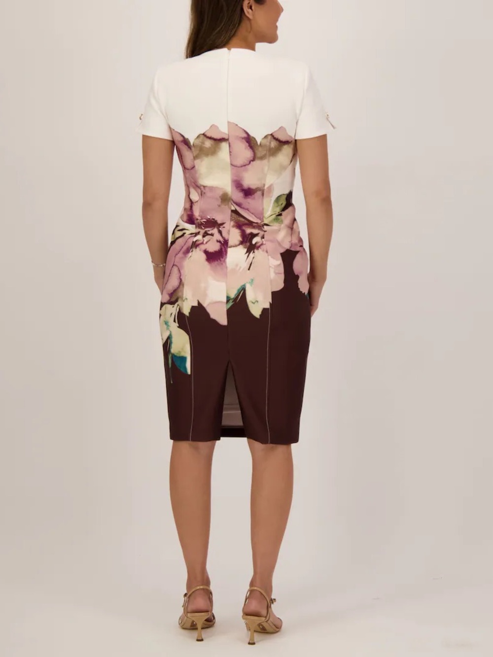 Calvin Klein White, Blush and Wine Floral-Print Sheath Dress - Picture 2 of 2